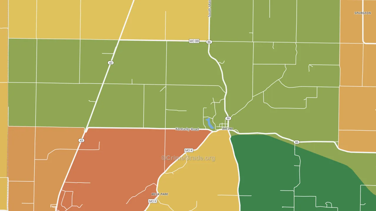 Racine, MO Map of Vandalism Rates