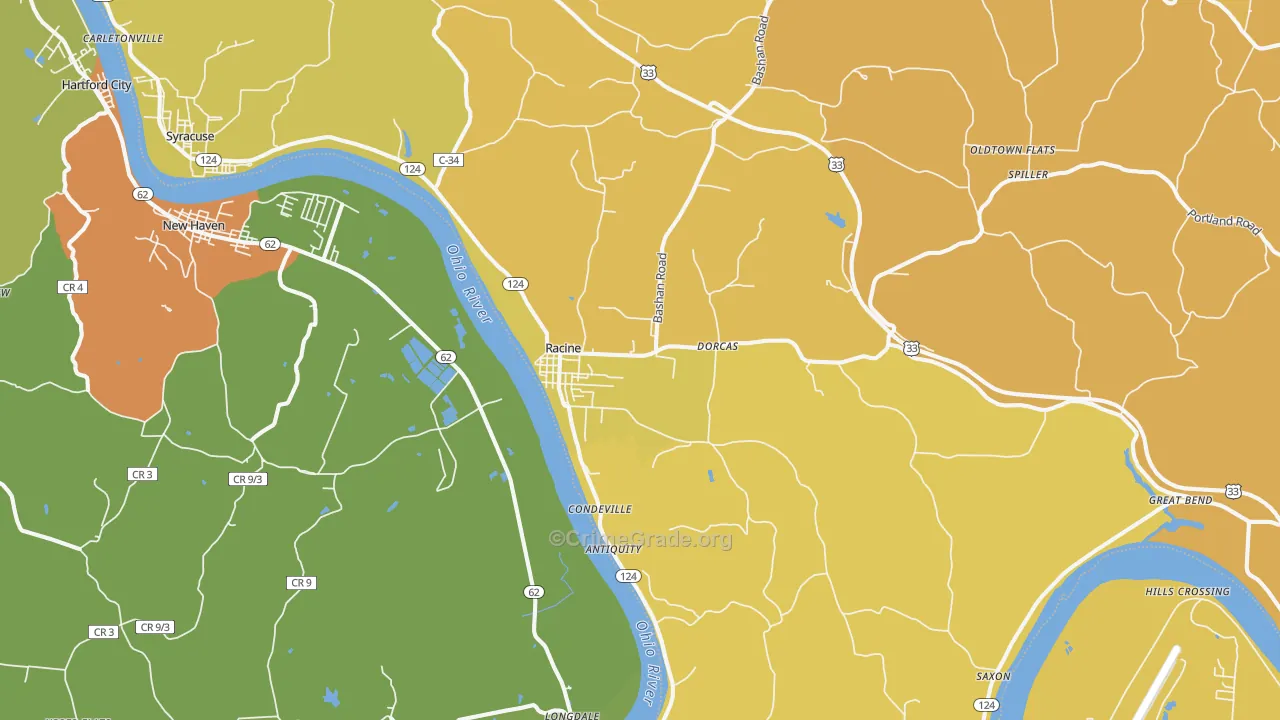 Racine, OH Map of Vandalism Rates