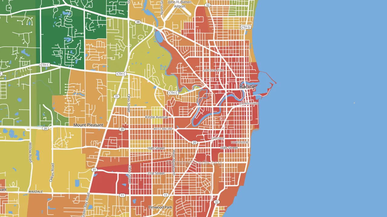 Racine, WI Map of Vandalism Rates