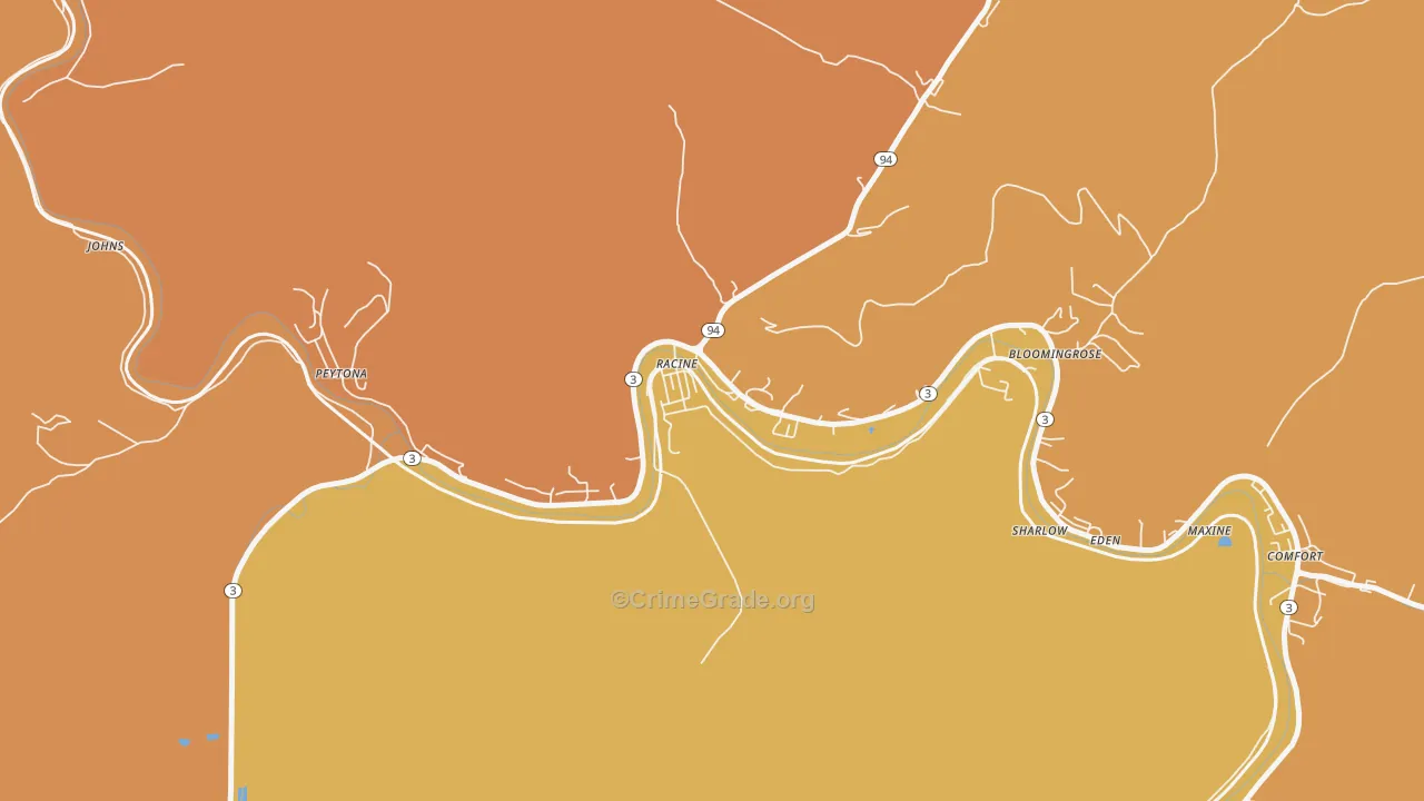 Racine, WV Map of Vandalism Rates
