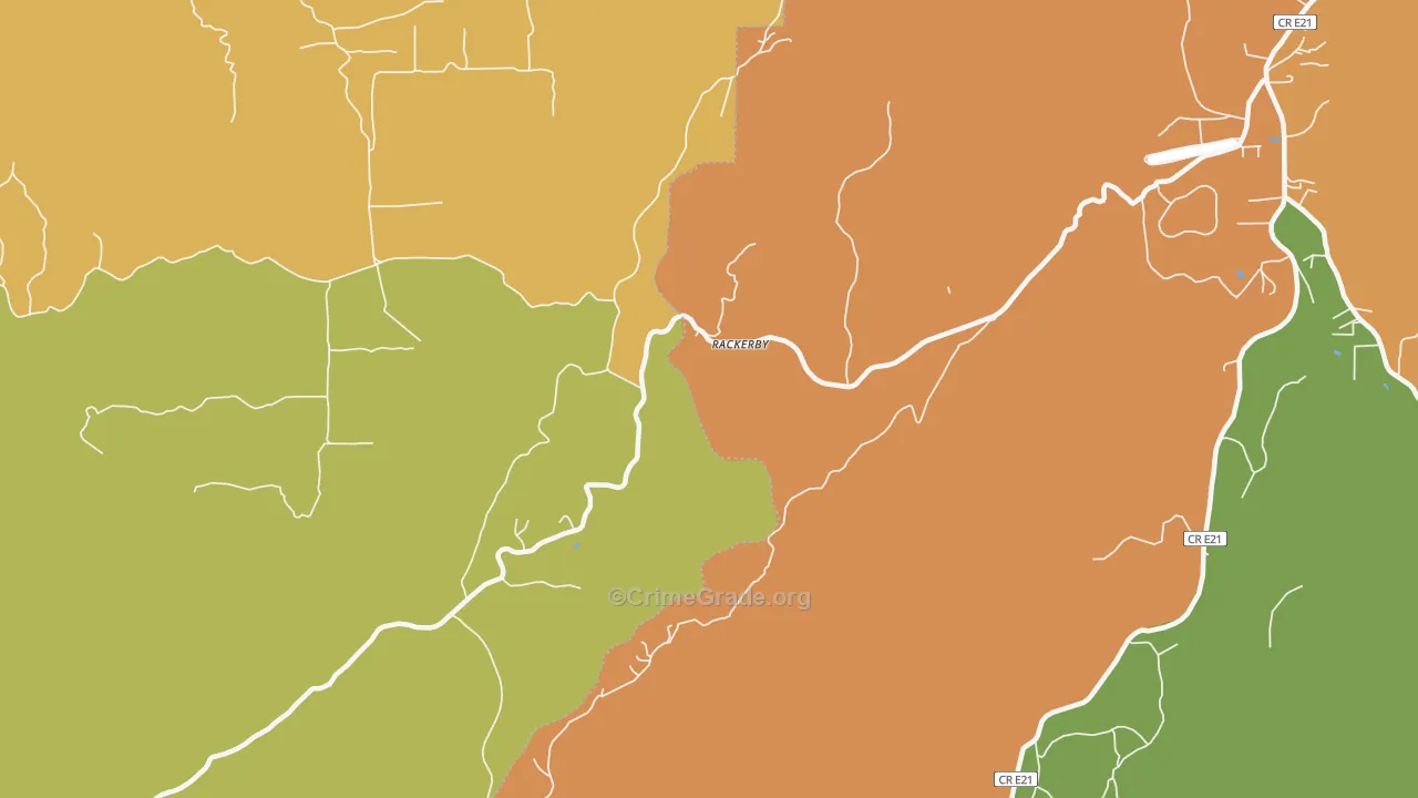 Rackerby, CA Map of Vandalism Rates