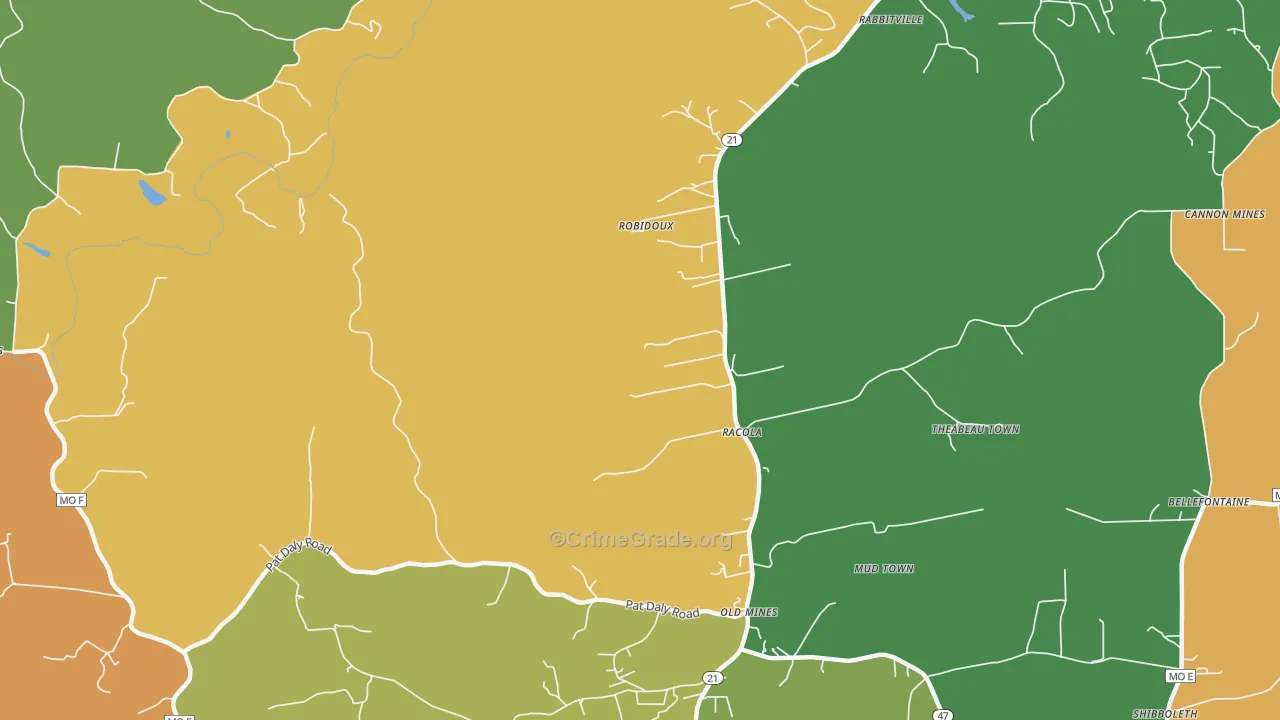 Racola, MO Map of Vandalism Rates