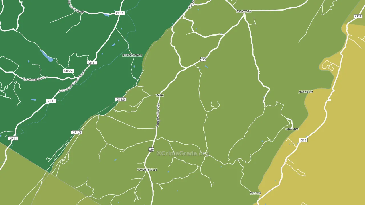 Rada, WV Map of Vandalism Rates