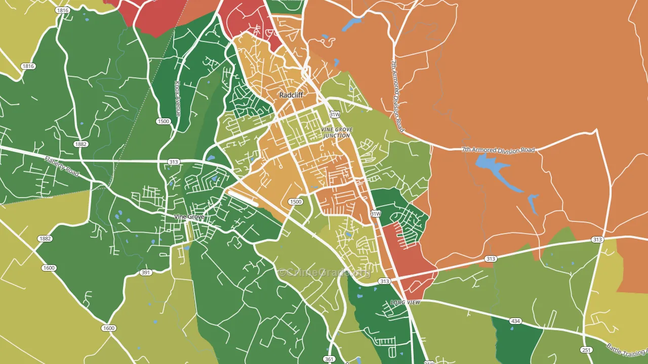 Radcliff, KY Map of Vandalism Rates