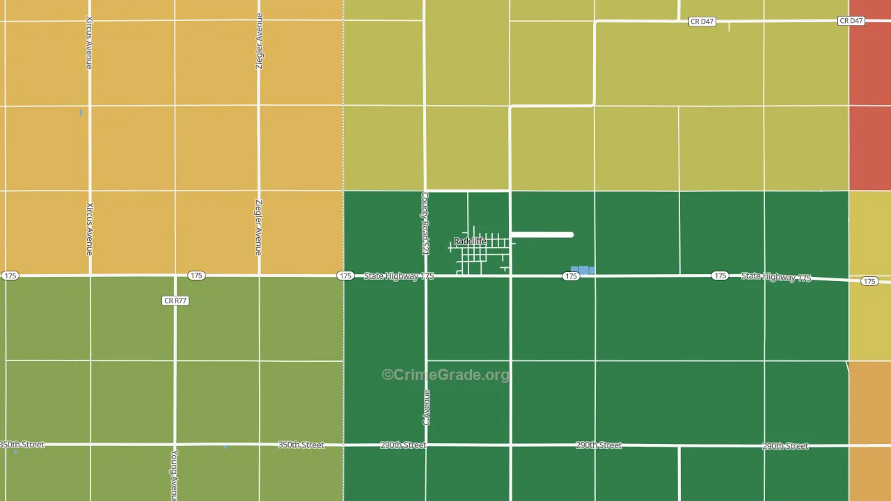 Radcliffe, IA Map of Vandalism Rates