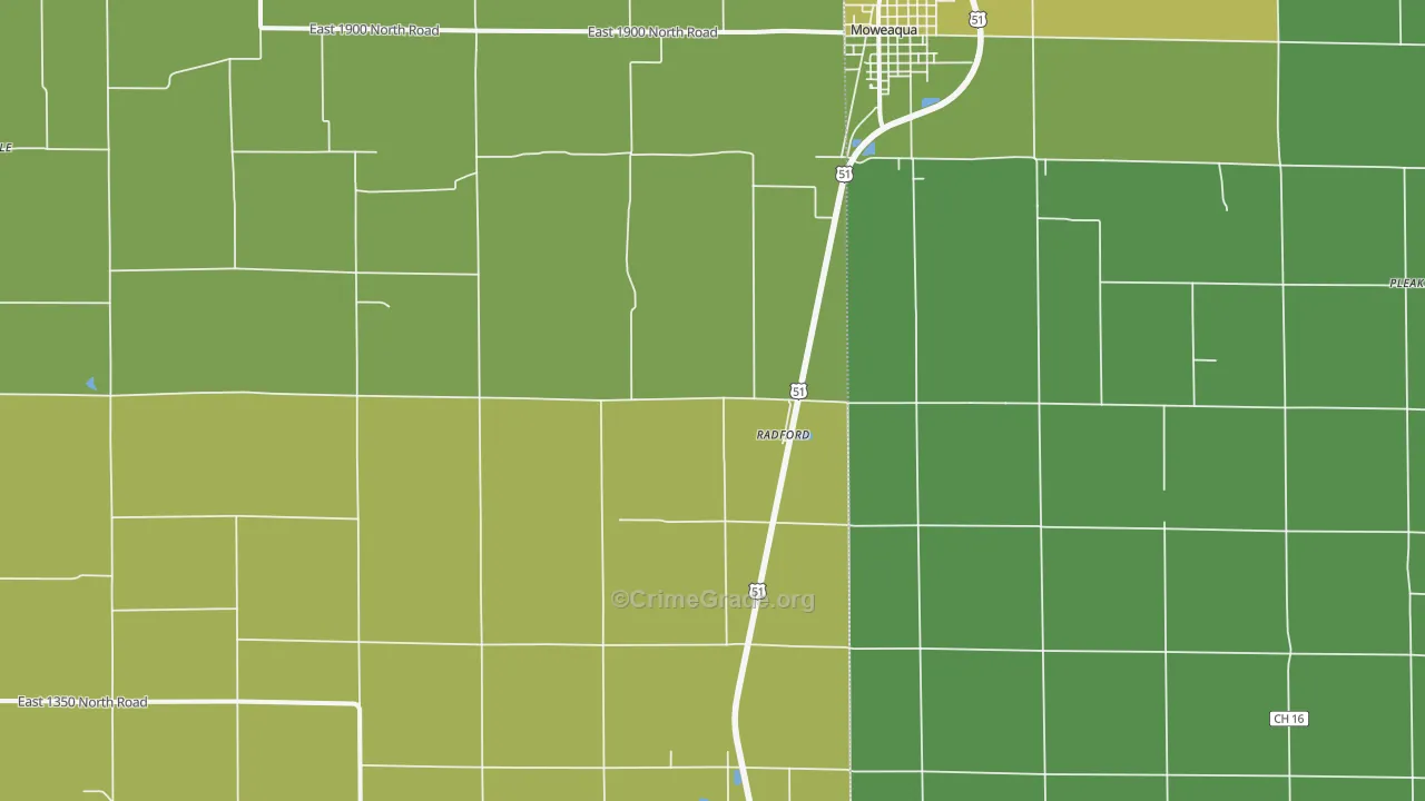 Radford, IL Map of Vandalism Rates