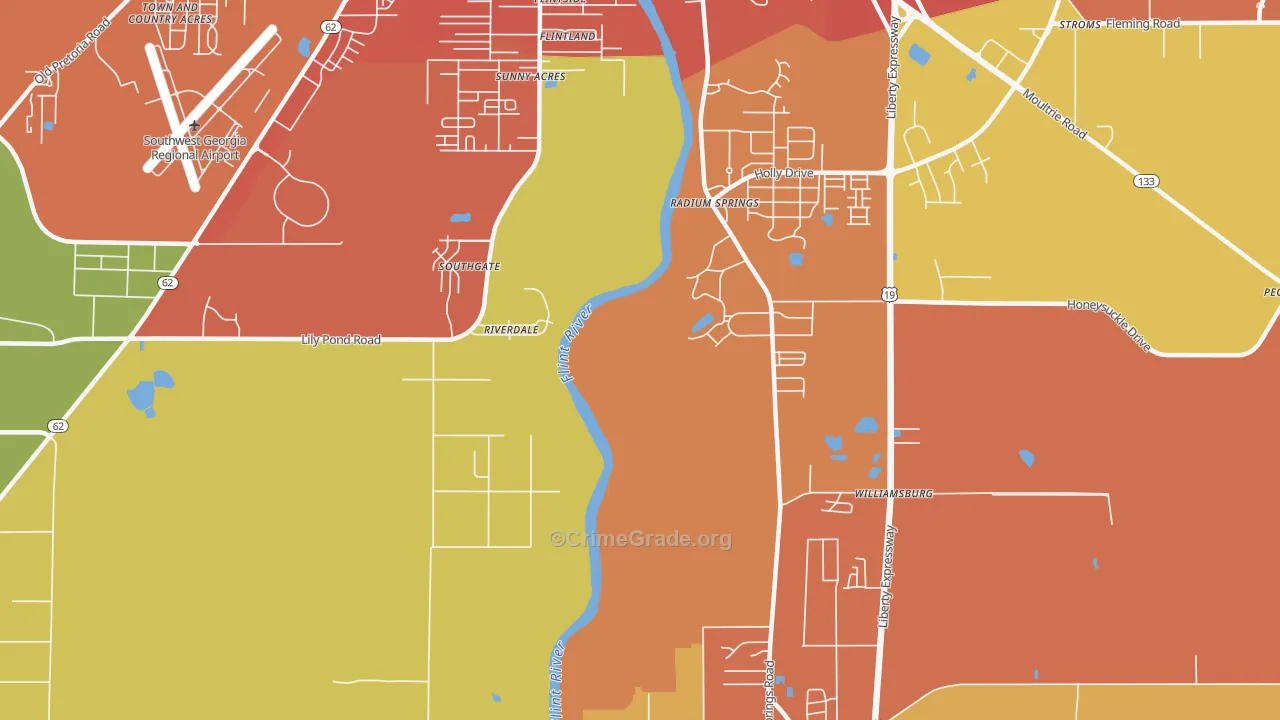 Radium Springs, GA Map of Vandalism Rates