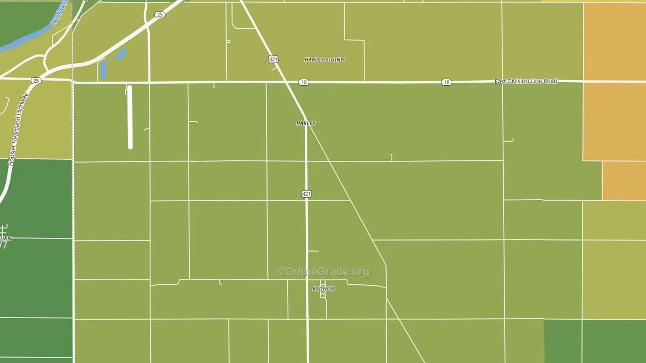 Radnor, IN Map of Vandalism Rates