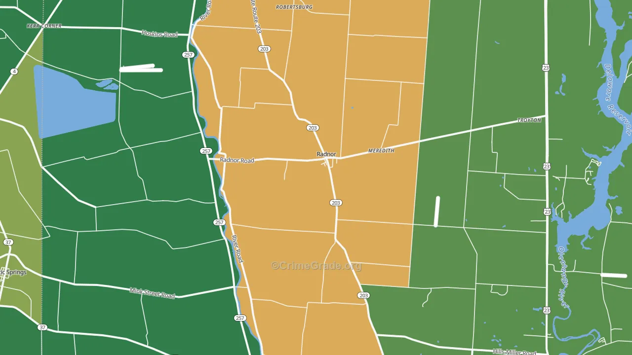 Radnor, OH Map of Vandalism Rates