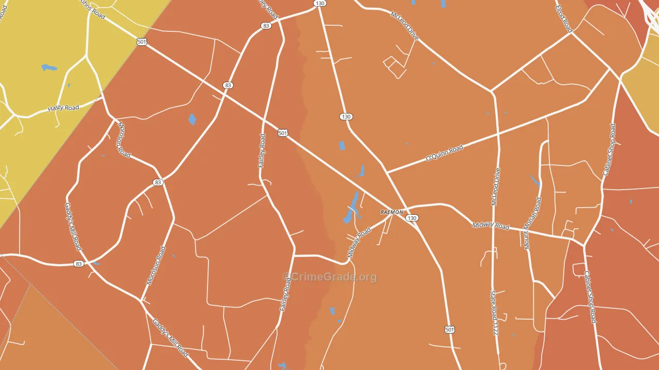 Raemon, NC Map of Vandalism Rates