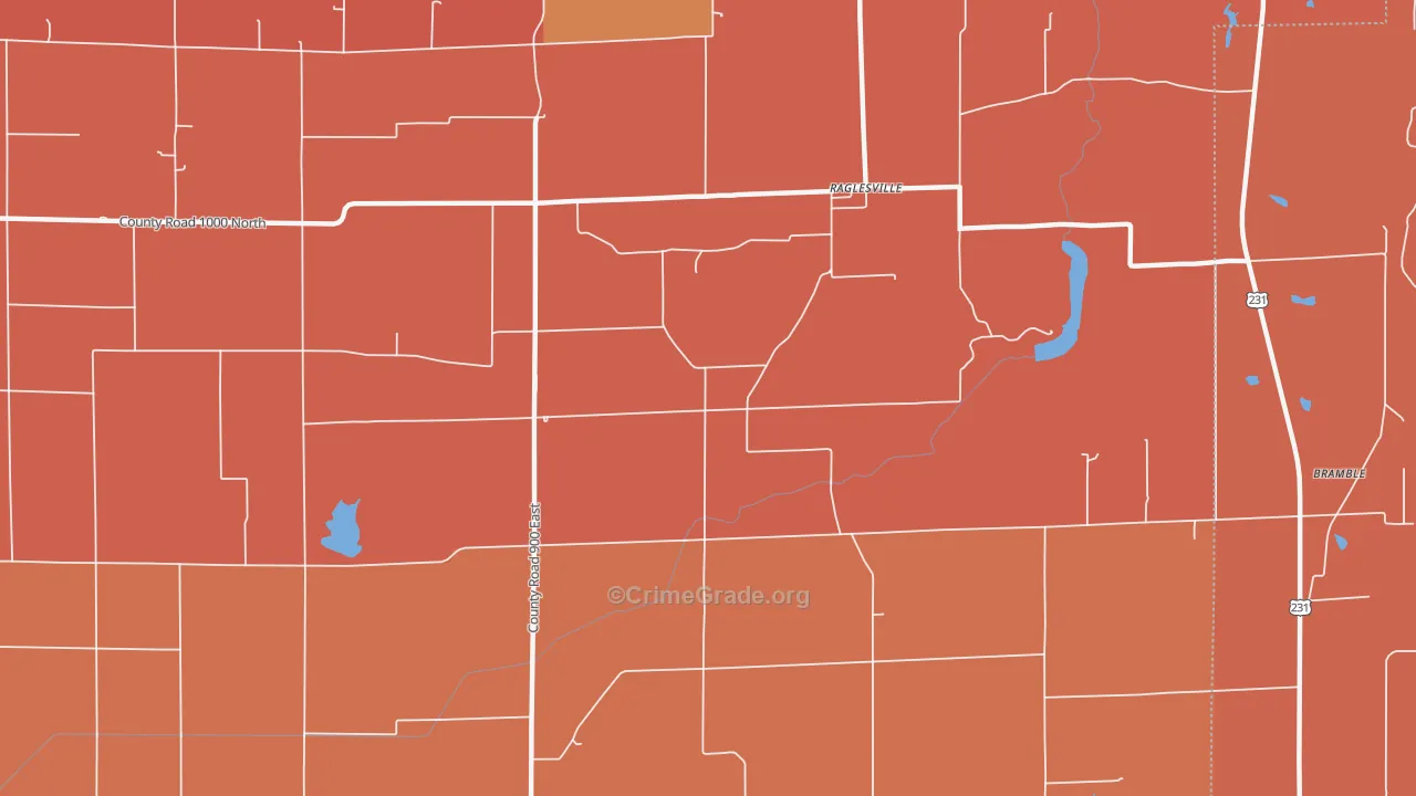 Raglesville, IN Map of Vandalism Rates