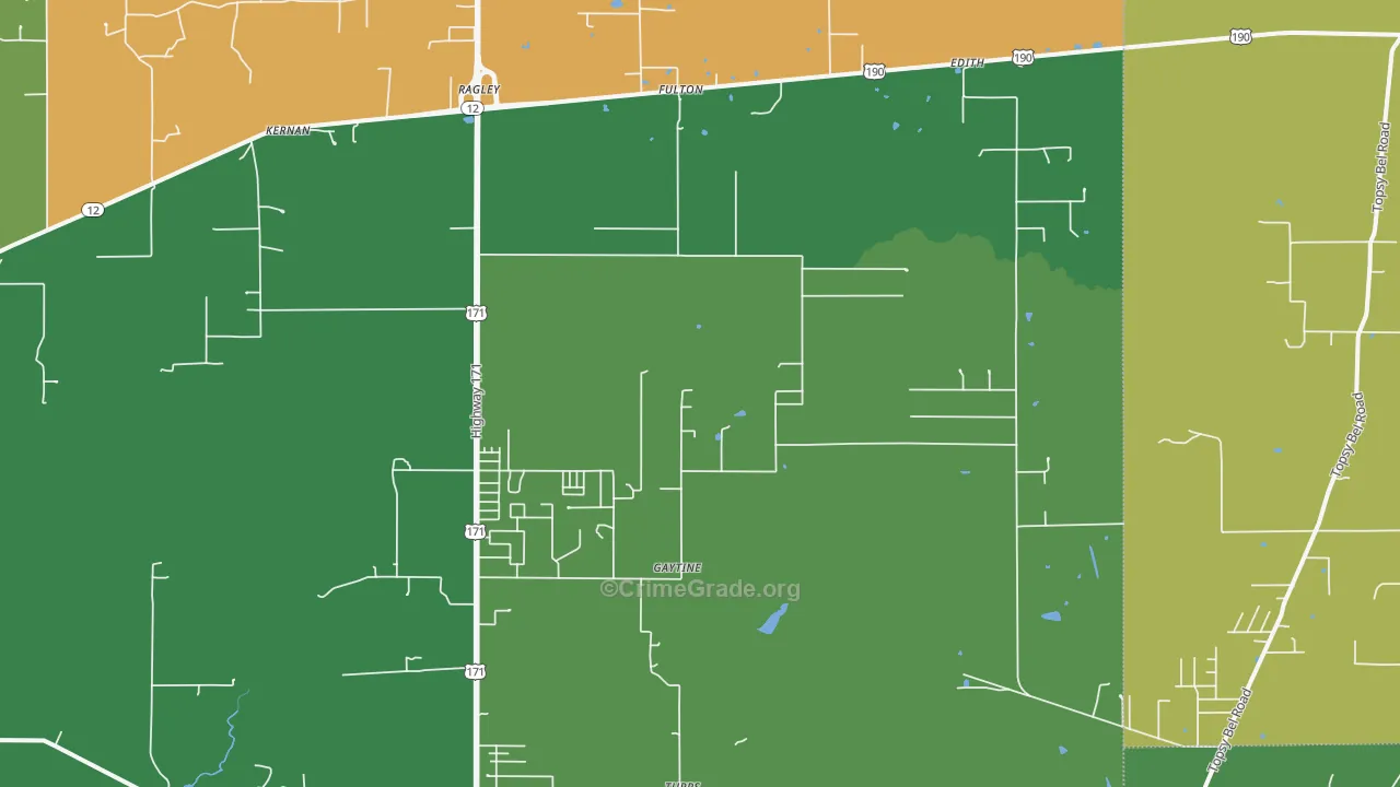 Ragley, LA Map of Vandalism Rates