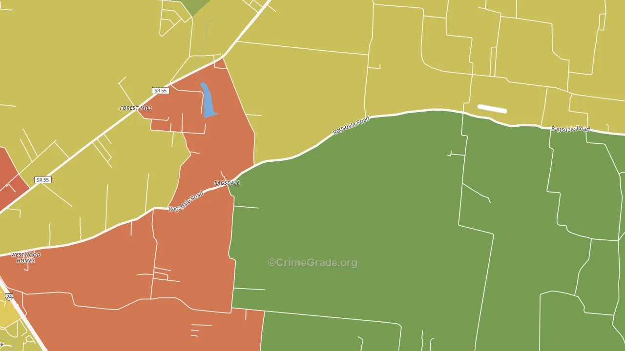 Ragsdale, TN Map of Vandalism Rates
