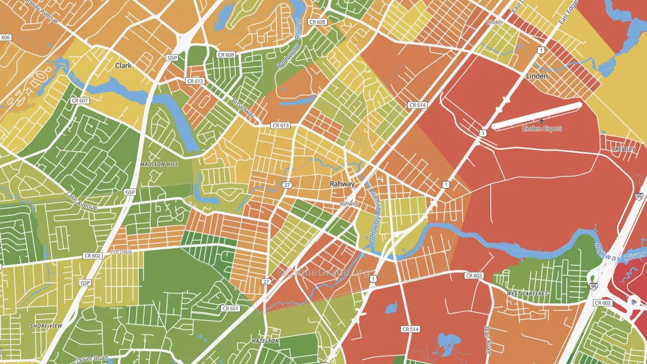 Rahway, NJ Map of Vandalism Rates
