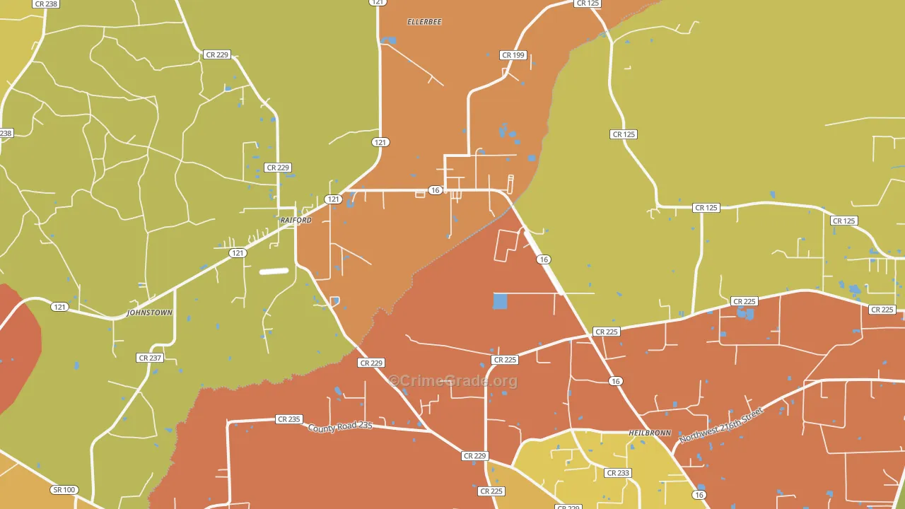 Raiford, FL Map of Vandalism Rates
