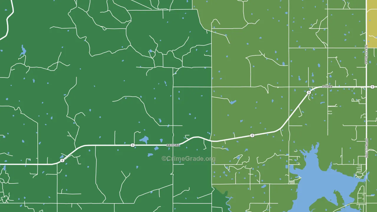 Raiford, OK Map of Vandalism Rates
