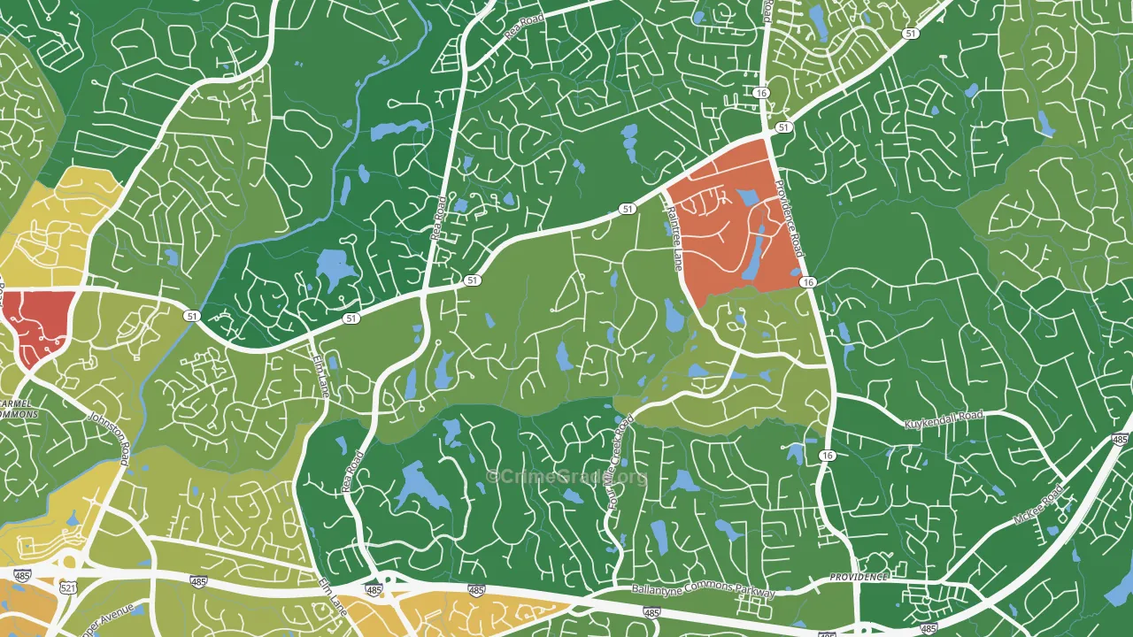 Rain Tree, Charlotte, NC Map of Vandalism Rates