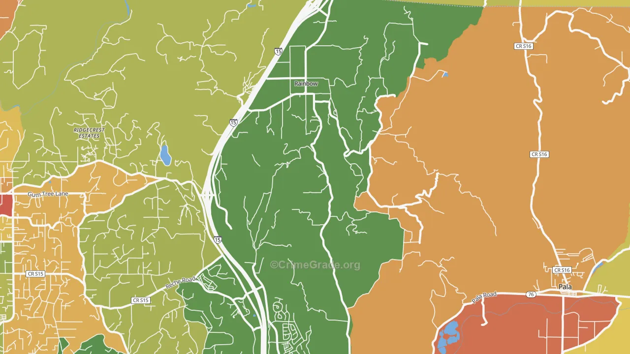 Rainbow, CA Map of Vandalism Rates