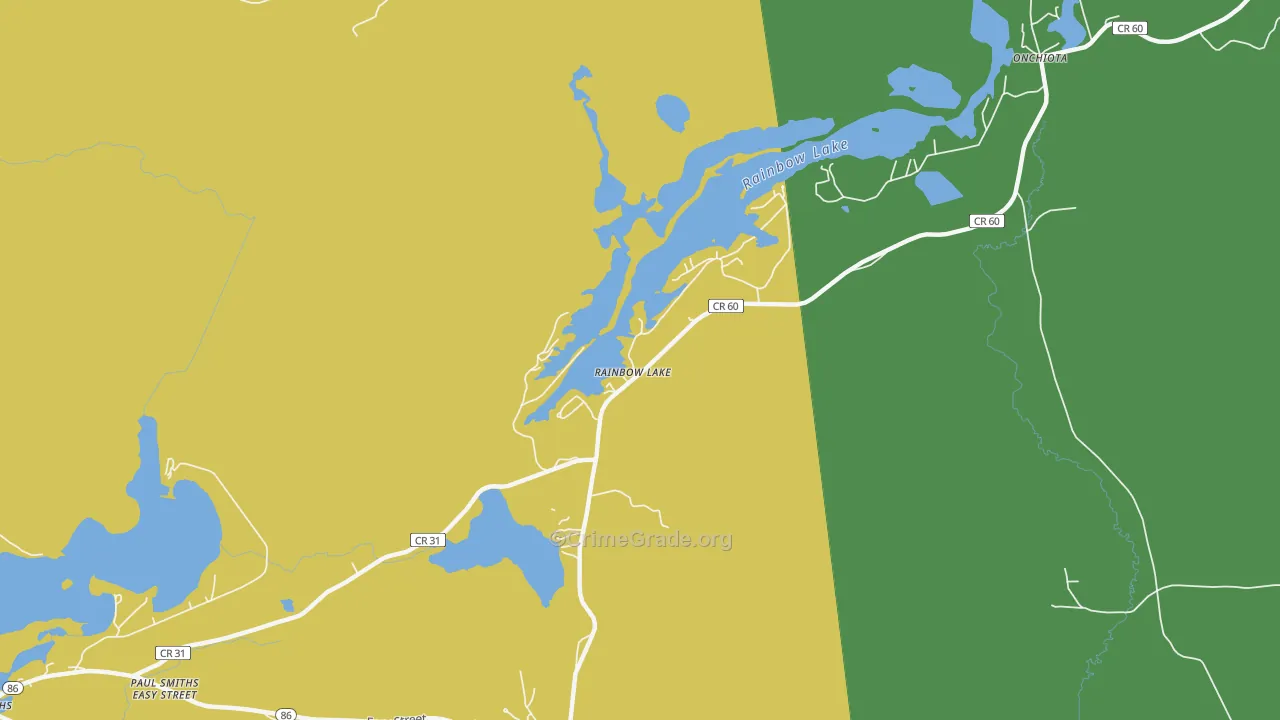 Rainbow Lake, NY Map of Vandalism Rates