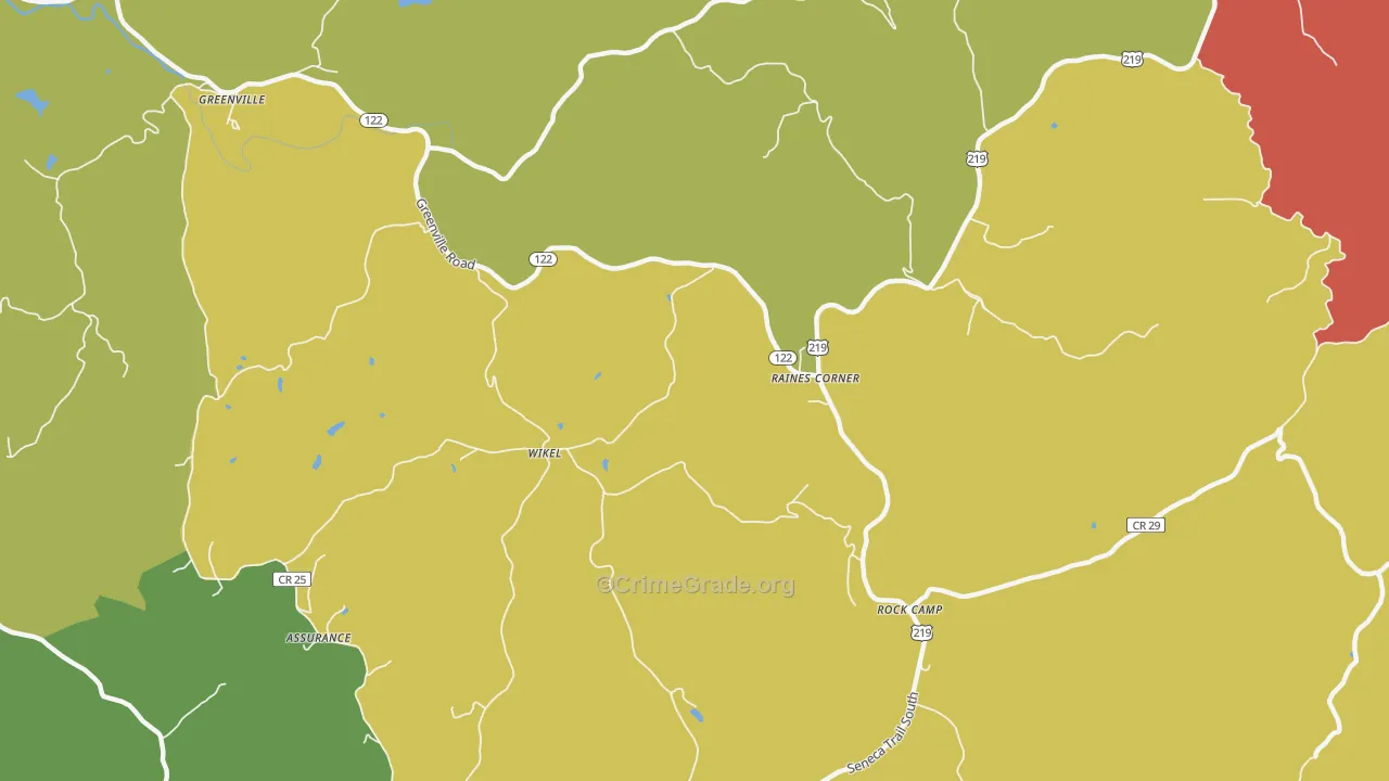 Raines Corner, WV Map of Vandalism Rates