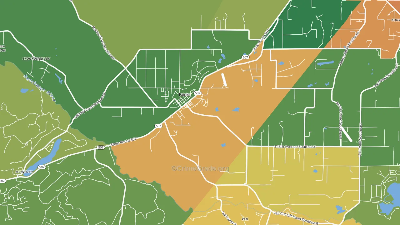 Rainier, WA Map of Vandalism Rates