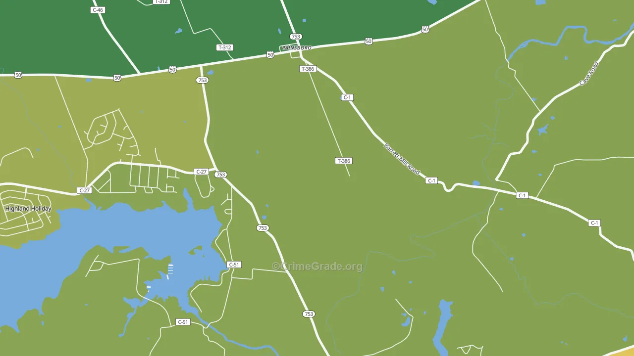Rainsboro, OH Map of Vandalism Rates