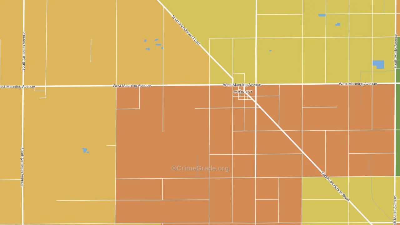 Raisin, CA Map of Vandalism Rates