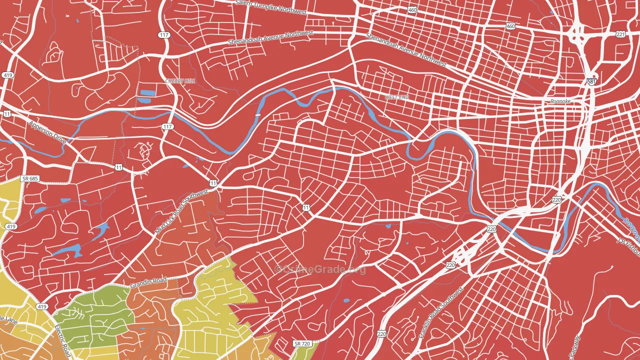 Raleigh Court, Roanoke, VA Map of Vandalism Rates