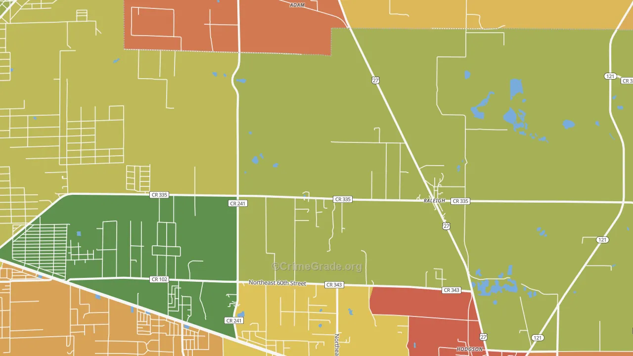 Raleigh, FL Map of Vandalism Rates