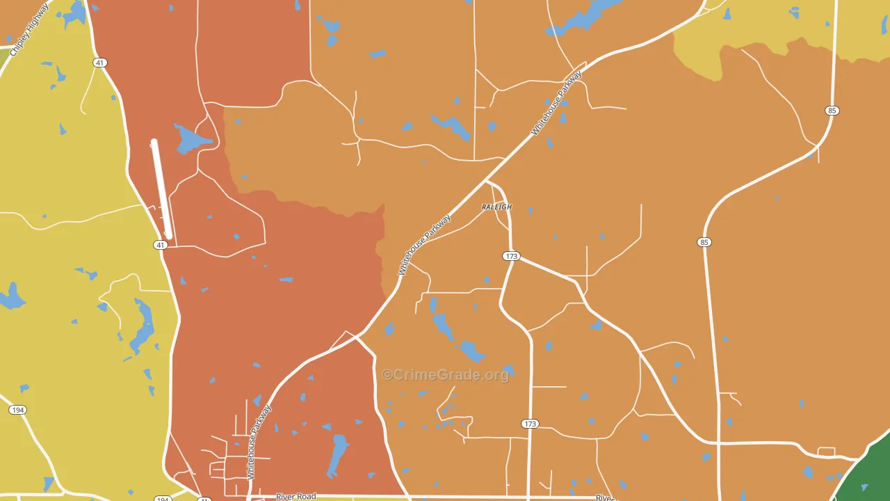 Raleigh, GA Map of Vandalism Rates