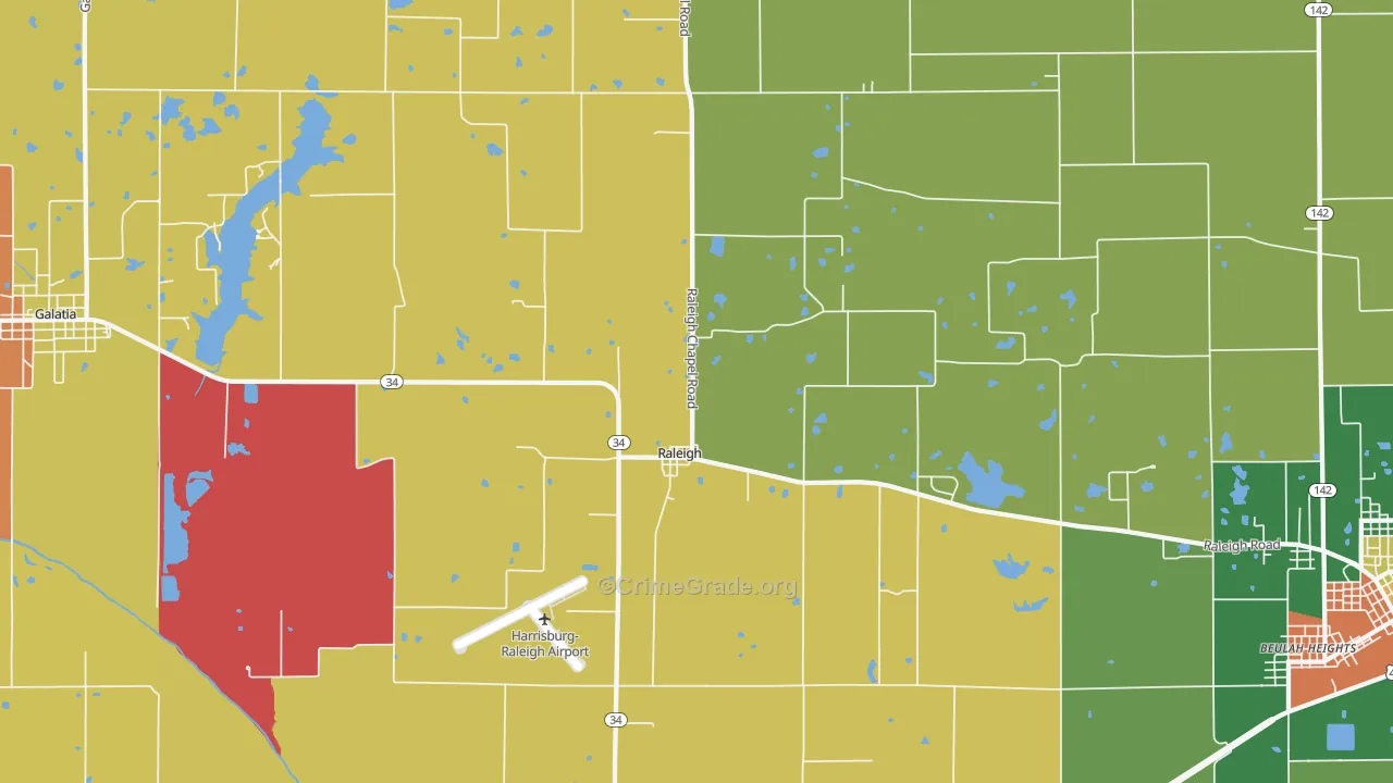 Raleigh, IL Map of Vandalism Rates