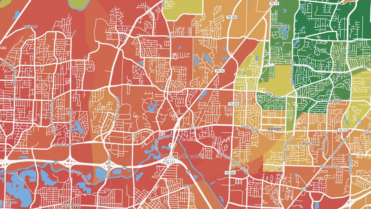 Raleigh, Memphis, TN Map of Vandalism Rates