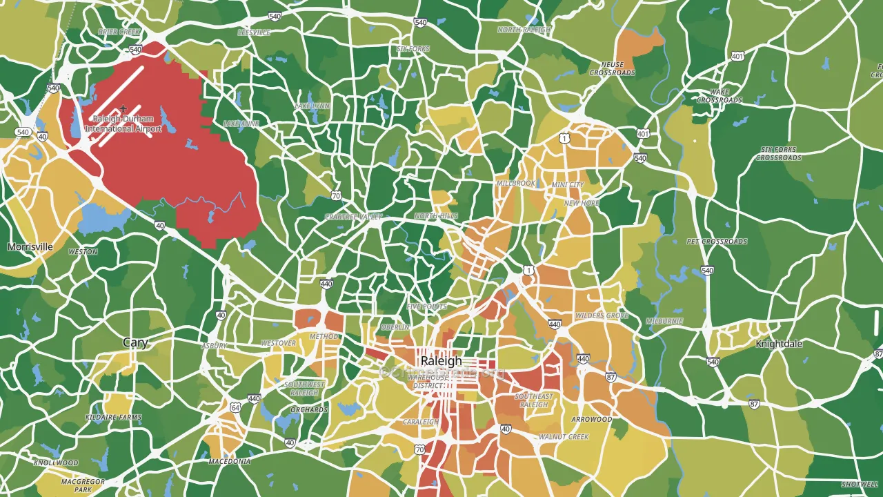 Raleigh, NC Map of Vandalism Rates