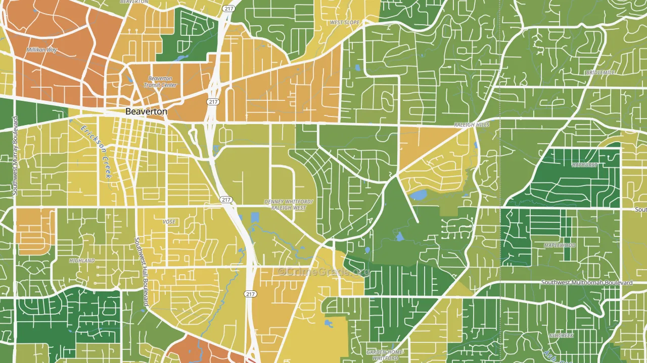 Raleigh West, Beaverton, OR Map of Vandalism Rates