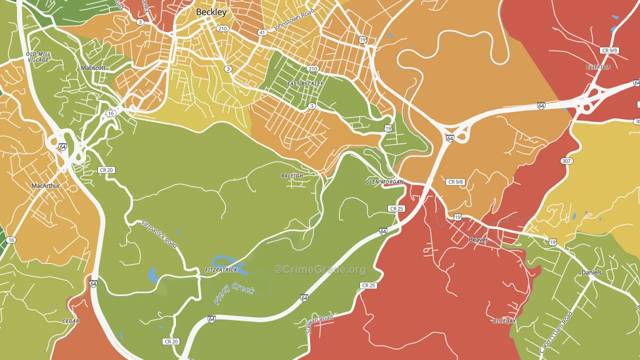 Raleigh, WV Map of Vandalism Rates