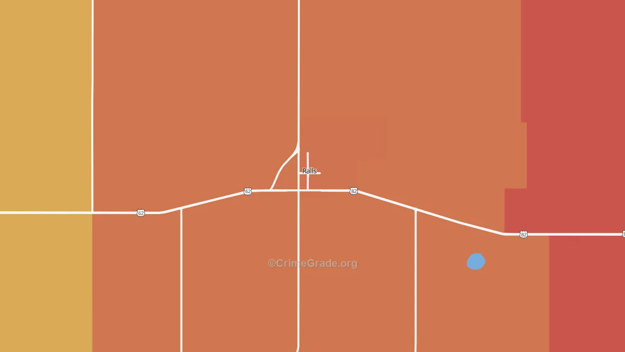 Ralls, TX Map of Vandalism Rates