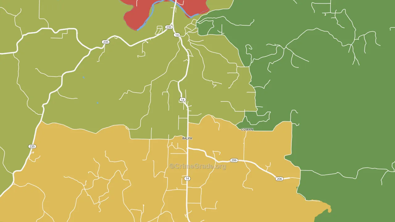 Ralph, AR Map of Vandalism Rates