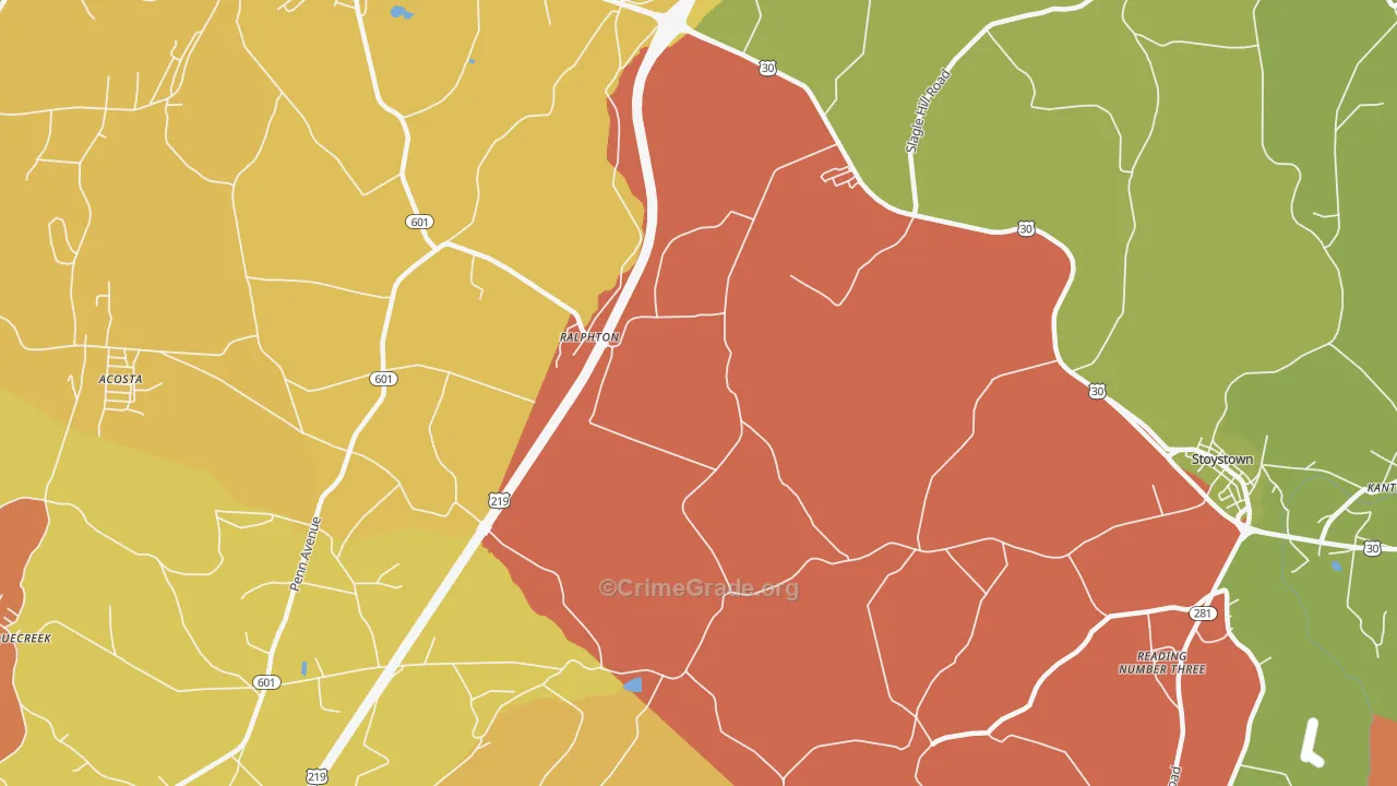 Ralphton, PA Map of Vandalism Rates