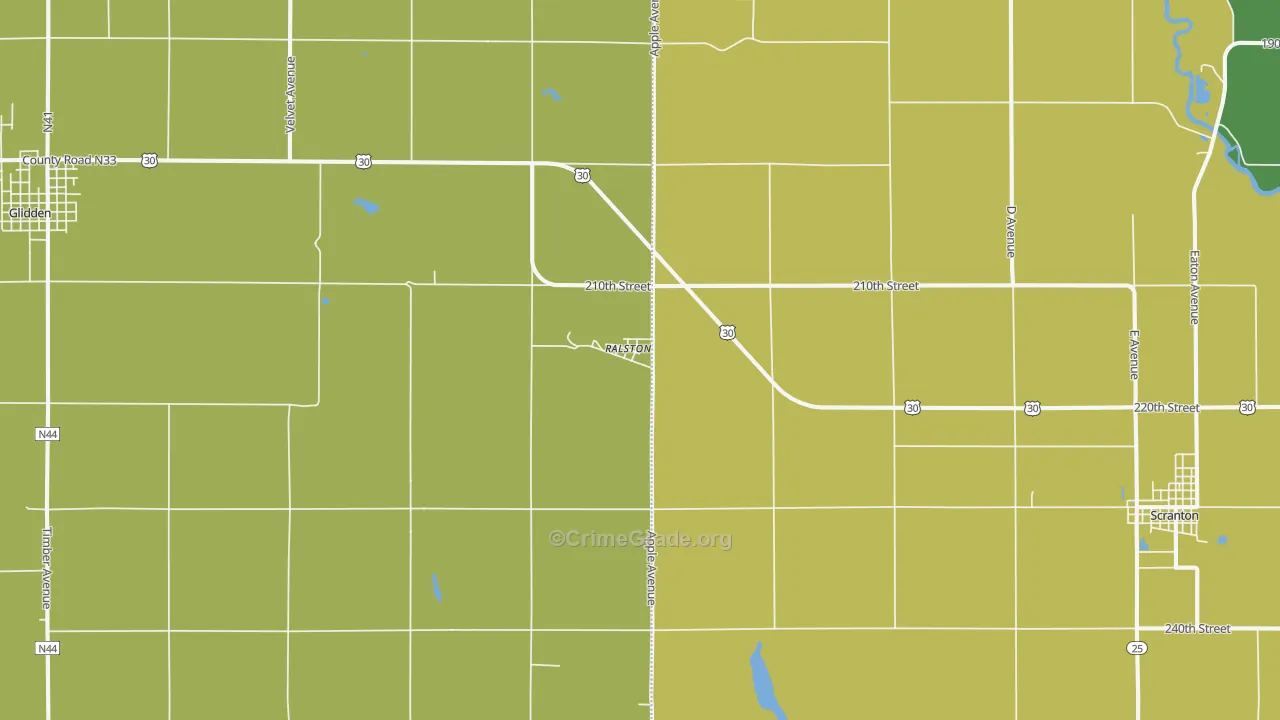 Ralston, IA Map of Vandalism Rates