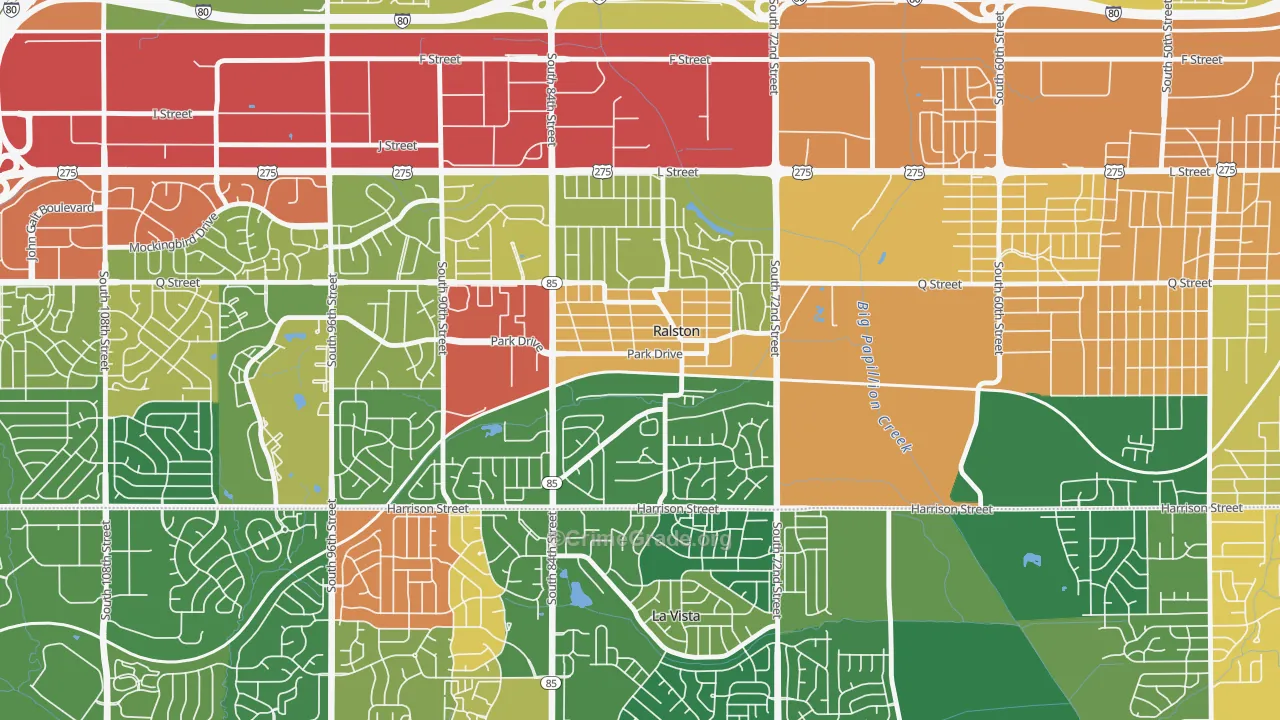 Ralston, NE Map of Vandalism Rates