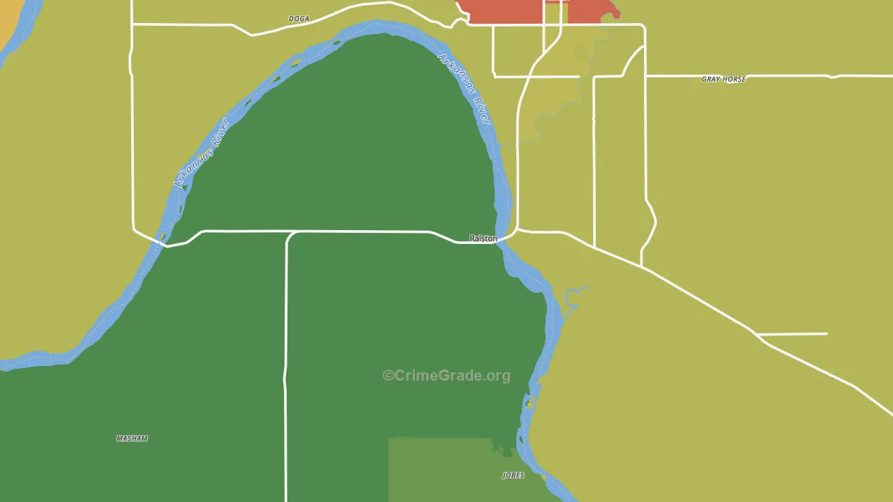 Ralston, OK Map of Vandalism Rates