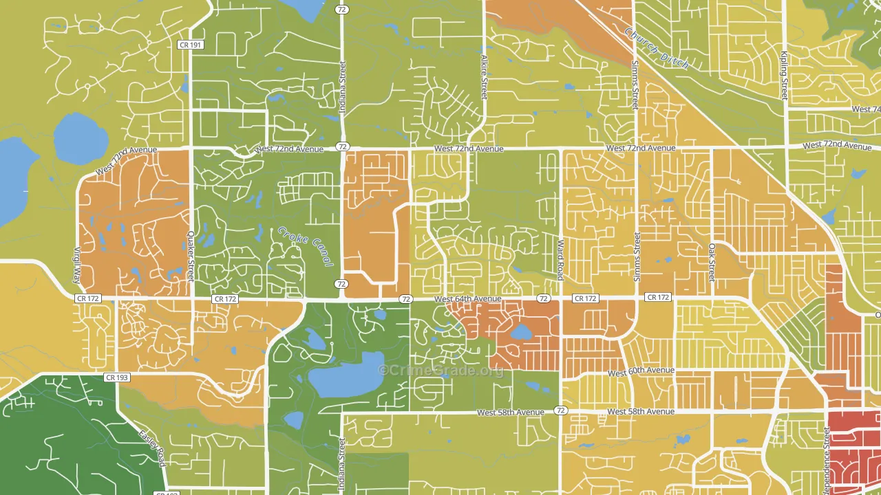 Ralston Valley, Arvada, CO Map of Vandalism Rates