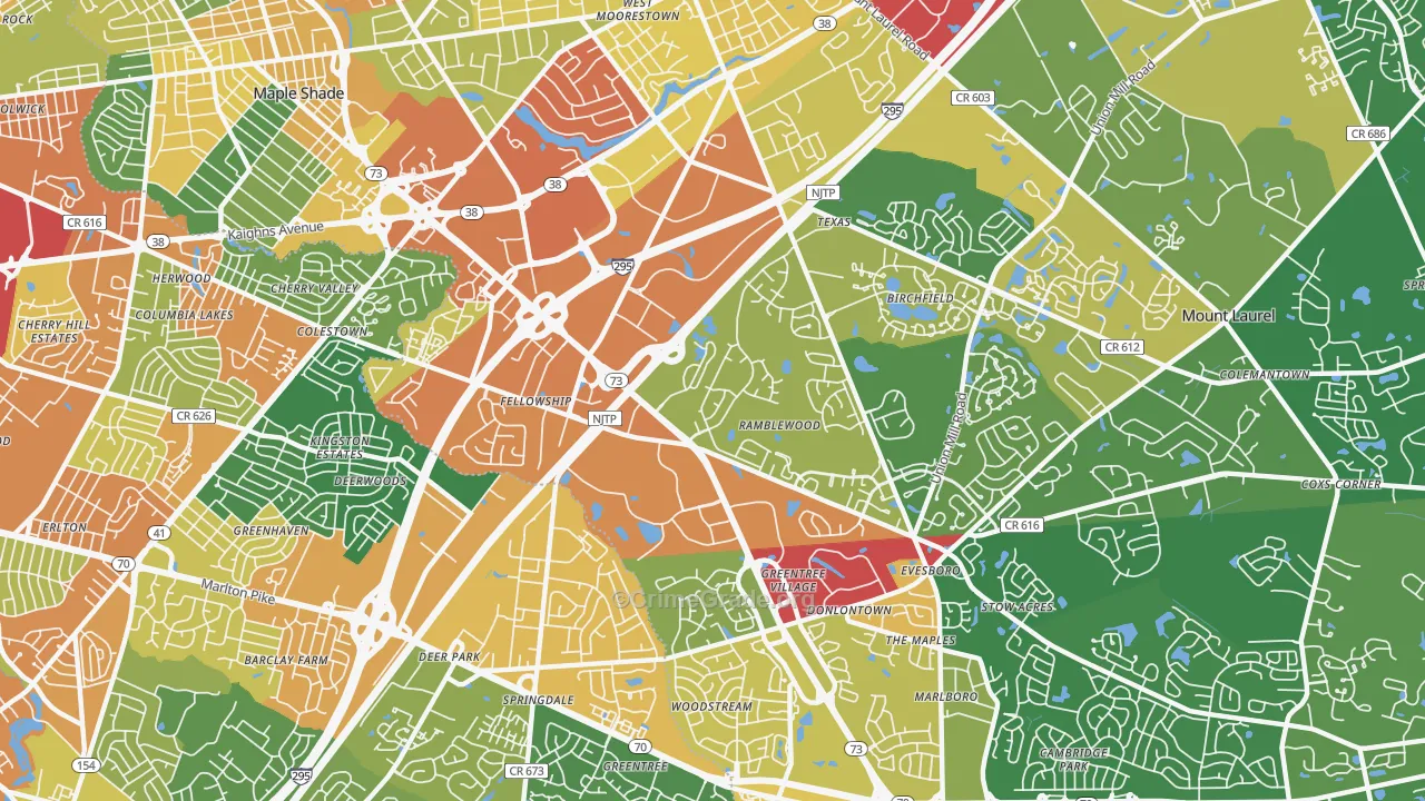 Ramblewood, NJ Map of Vandalism Rates
