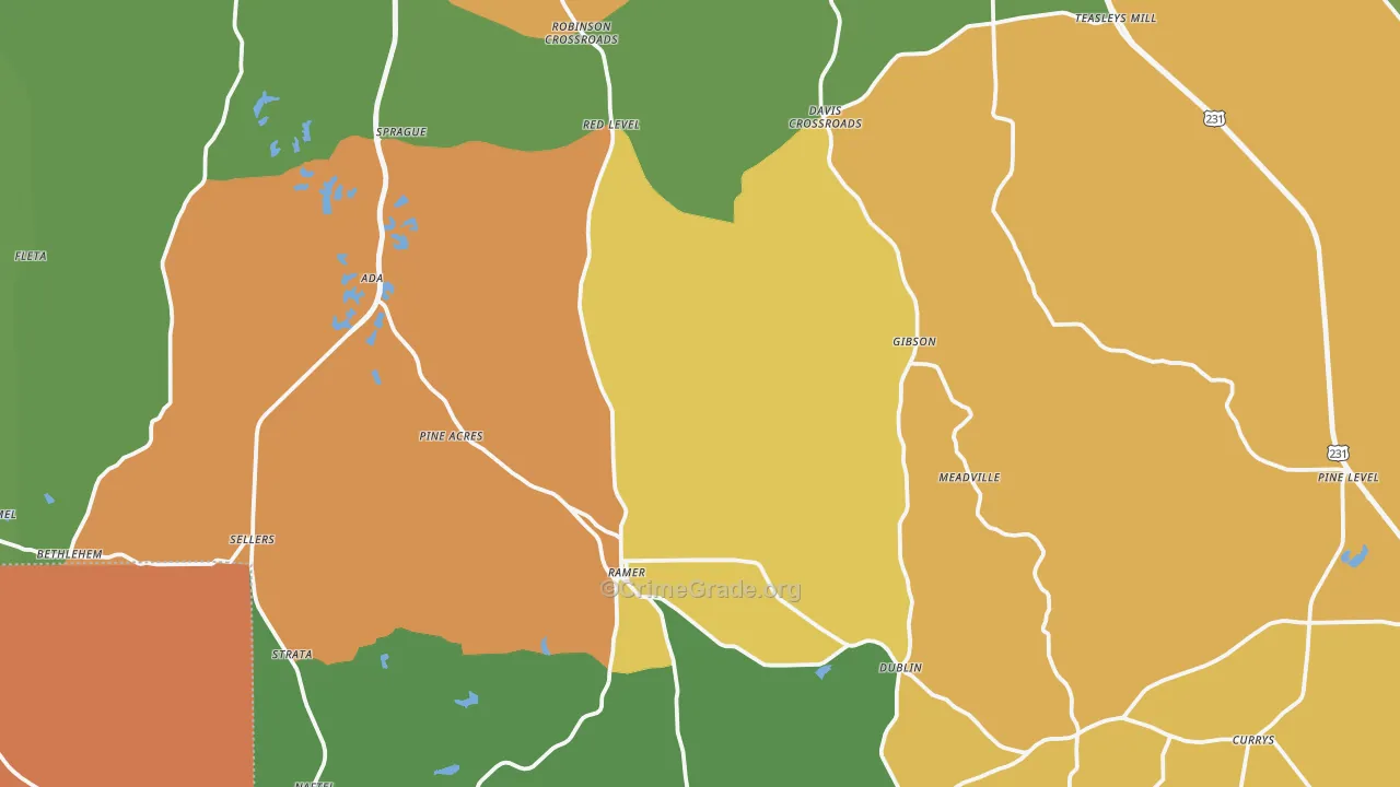 Ramer, AL Map of Vandalism Rates