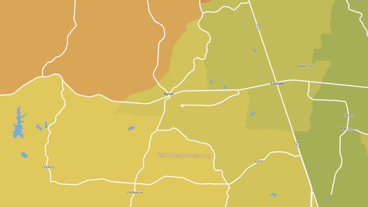 Ramer, TN Map of Vandalism Rates