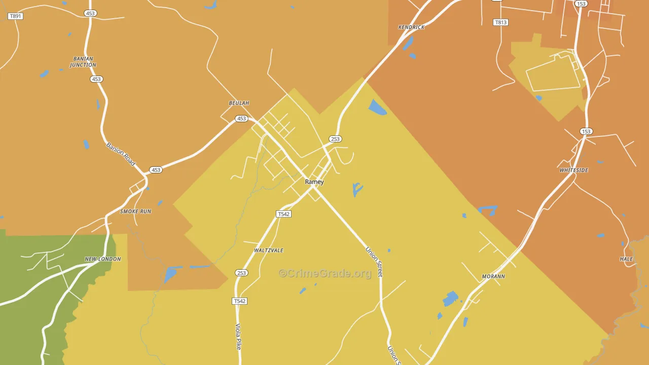 Ramey, PA Map of Vandalism Rates