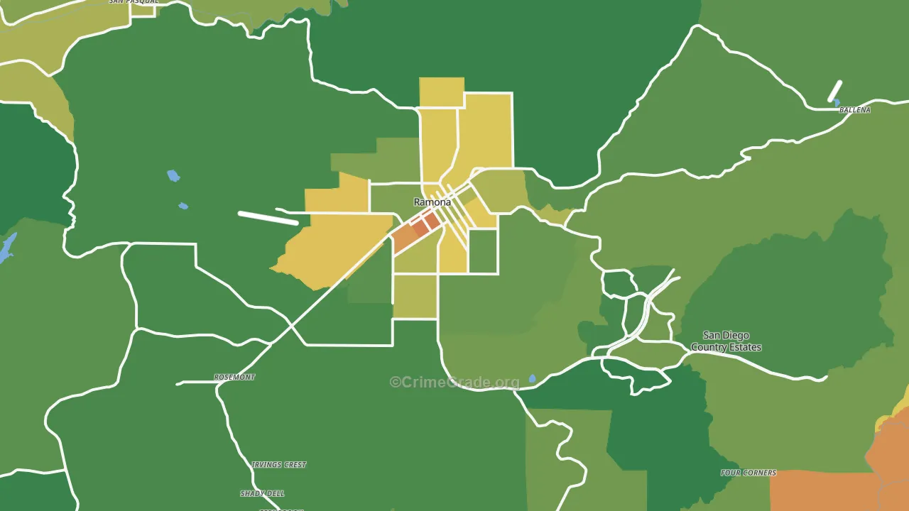 Ramona, CA Map of Vandalism Rates