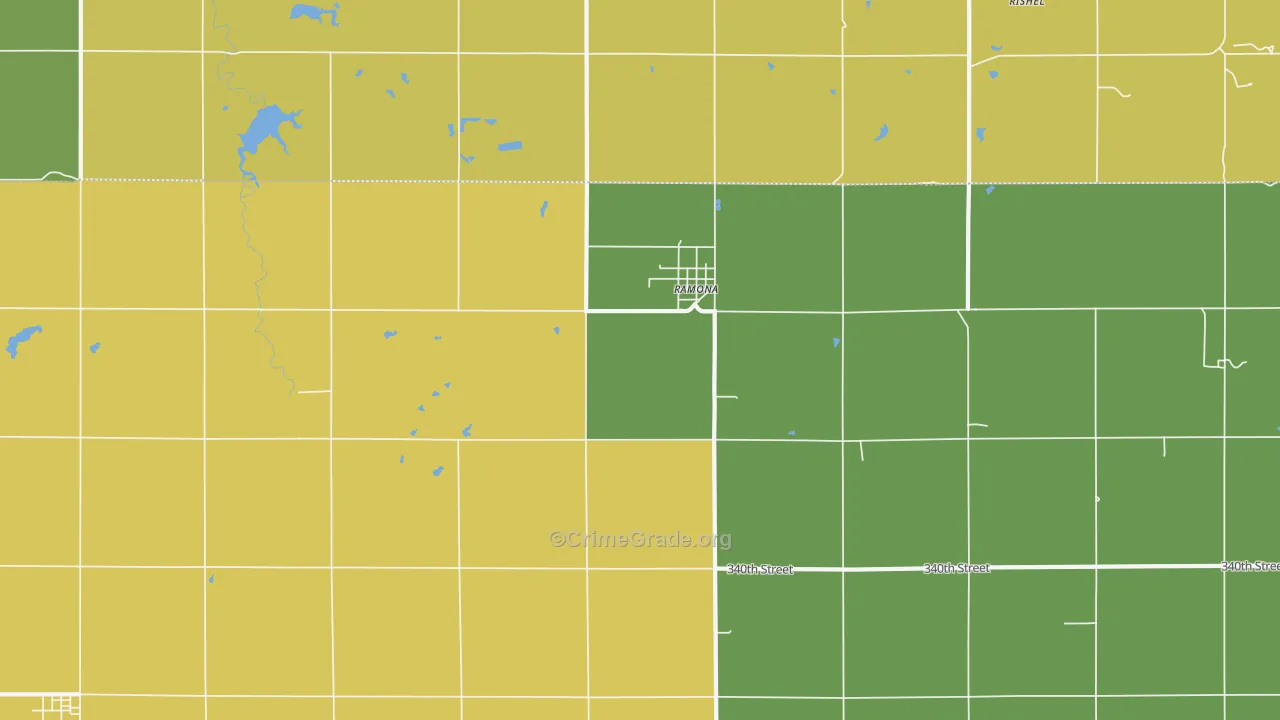 Ramona, KS Map of Vandalism Rates