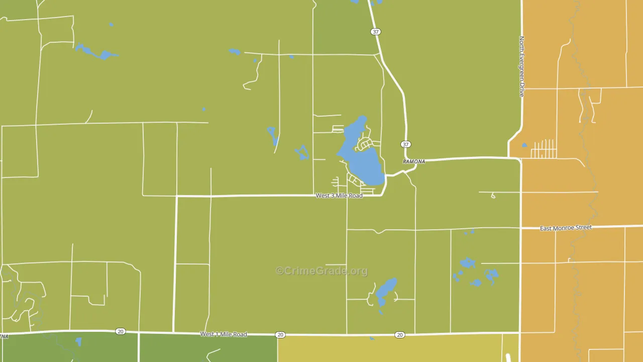 Ramona, MI Map of Vandalism Rates