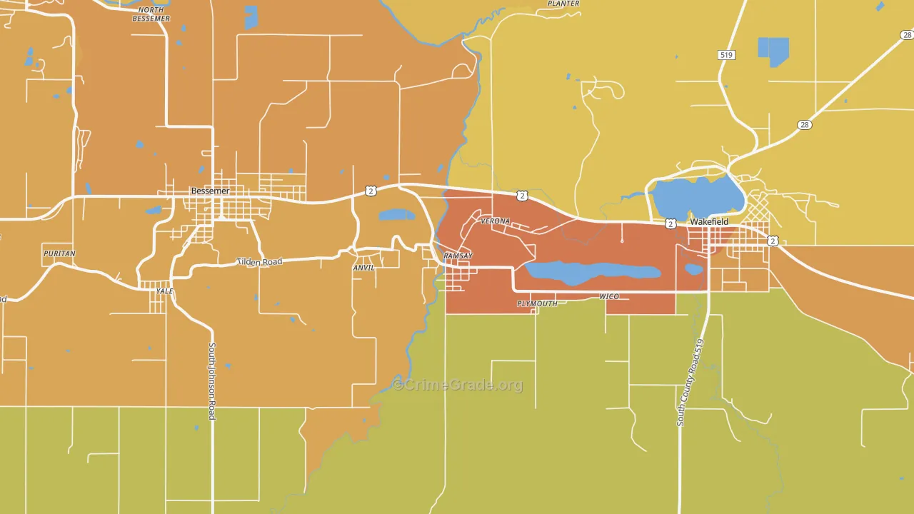 Ramsay, MI Map of Vandalism Rates